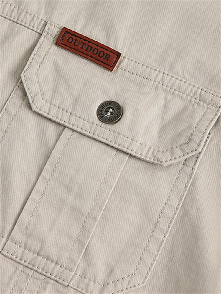 Camisa casual de algodón de color liso para hombre