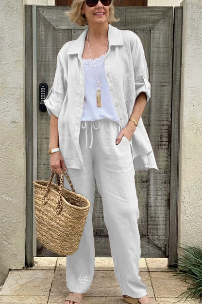 💟Conjunto de camisa de dos piezas de algodón y lino