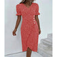Vestido casual de vacaciones con cuello en V y dobladillo irregular floral para mujer