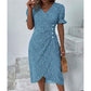 Vestido casual de vacaciones con cuello en V y dobladillo irregular floral para mujer