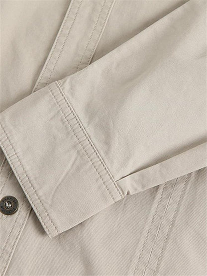 Camisa casual de algodón de color liso para hombre