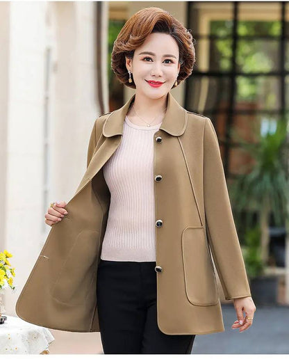 Nueva chaqueta de felpa sintética de doble cara y longitud media para otoño e invierno