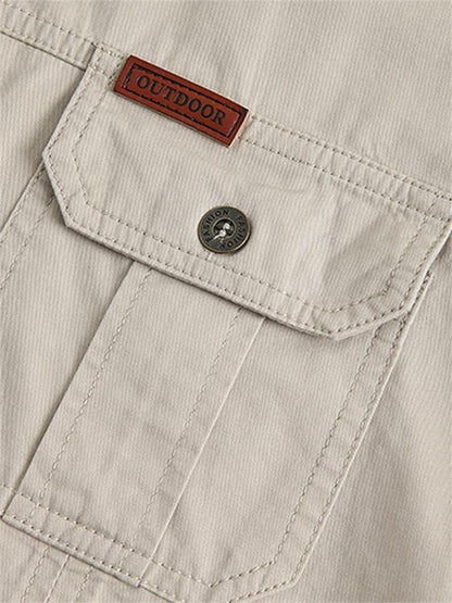 Camisa casual de algodón de color liso para hombre