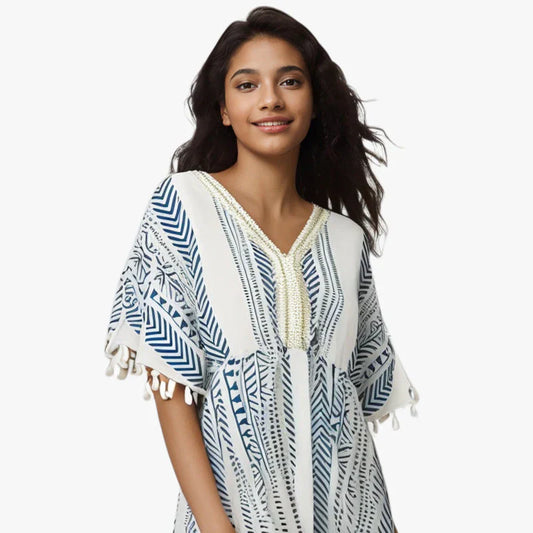 Vestido casual con cuello en V estampado estilo étnico💕