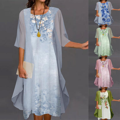 Conjunto de vestido elegante con estampado floral para mujer