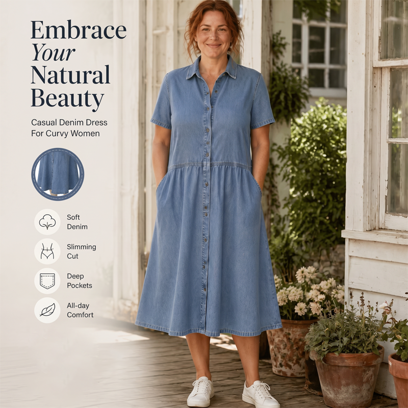 ✨👗 Vestido camisa jeans feminino elegante e casual confortável para o dia a dia