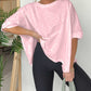 💥Camiseta oversize cuello redondo suelto color sólido para mujer 💥.