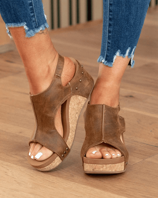 😍Oferta de tiempo limitado—Sandalias ortopédicas con velcro y cuña cómoda para mujer