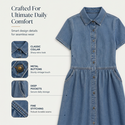 ✨👗 Vestido camisa jeans feminino elegante e casual confortável para o dia a dia