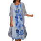 Conjunto de vestido elegante con estampado floral para mujer