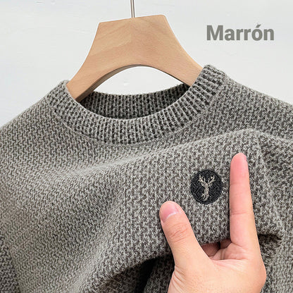 🎅Oferta de Navidad, 49% de descuento✨ Top de cuello redondo acogedor acogedor de hombres