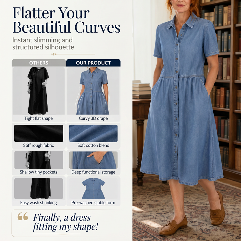 ✨👗 Vestido camisa jeans feminino elegante e casual confortável para o dia a dia