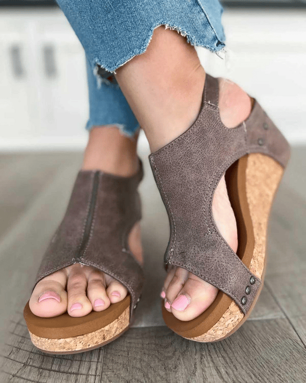 😍Oferta de tiempo limitado—Sandalias ortopédicas con velcro y cuña cómoda para mujer