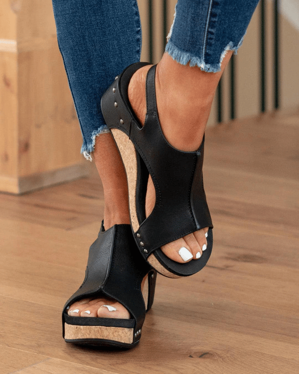 😍Oferta de tiempo limitado—Sandalias ortopédicas con velcro y cuña cómoda para mujer