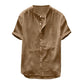 Camisa casual de manga corta de lino y algodón transpirable para hombre