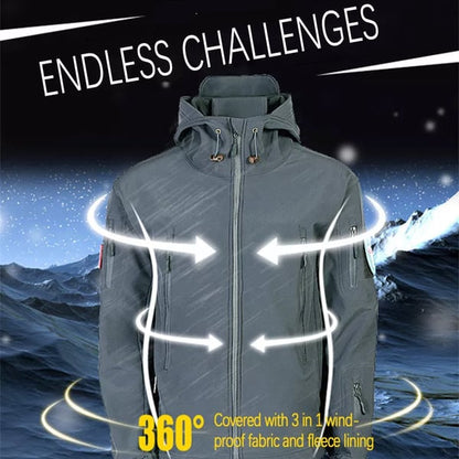 ⏰🔥 ¡OFERTA 50% OFF! 🧥🌧️ Chaqueta Softshell Impermeable para Hombre – Cortavientos, Forro Polar Cálido y Diseño Táctico para Exterior