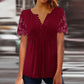 Camiseta de manga corta con encaje floral 3D para mujer