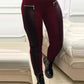 Pantalones de cuero sintética con ribete en contraste y cremallera