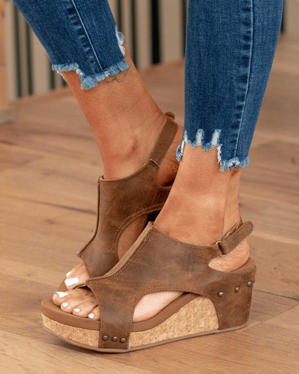 😍Oferta de tiempo limitado—Sandalias ortopédicas con velcro y cuña cómoda para mujer