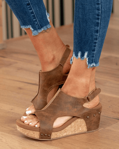 😍Oferta de tiempo limitado—Sandalias ortopédicas con velcro y cuña cómoda para mujer