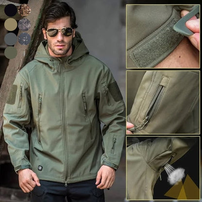 ⏰🔥 ¡OFERTA 50% OFF! 🧥🌧️ Chaqueta Softshell Impermeable para Hombre – Cortavientos, Forro Polar Cálido y Diseño Táctico para Exterior