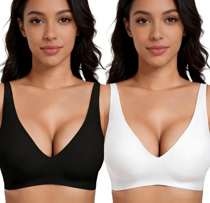 💗 ¡ÚLTIMO DÍA DE OFERTA! 50% DE DESCUENTO ⚡ Más de 50.000 vendidos 💕 Sujetador inalámbrico Jelly para mujer – cómodo, con efecto push-up, sin costuras, escote en V profundo, ideal para uso diario y camisetas