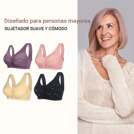 👑Diseño para mayores🌟 - sujetador de algodón con cierre delantero👙