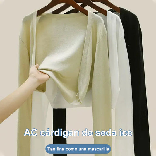 Camisa cárdigan de seda helada con aire acondicionado - Compra 3 Envío Gratuito