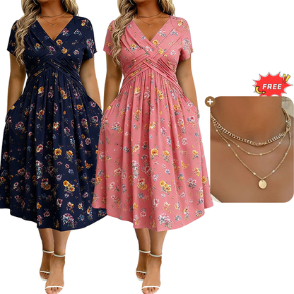 👗🔥 ¡OFERTA 50% OFF! Vestido Floral de Mujer con Escote en V – Elegante, Favorecedor y Perfecto para Cualquier Ocasión ✨