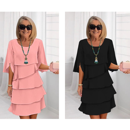 🎁2026 Novedad 50 % DE DESCUENTO💥Elegante vestido laminado con mangas con volantes para mujer