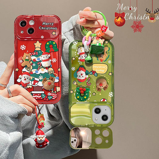🎅🎄Christmas Tree Pendant Flip Mirror Case Cover för iPhone