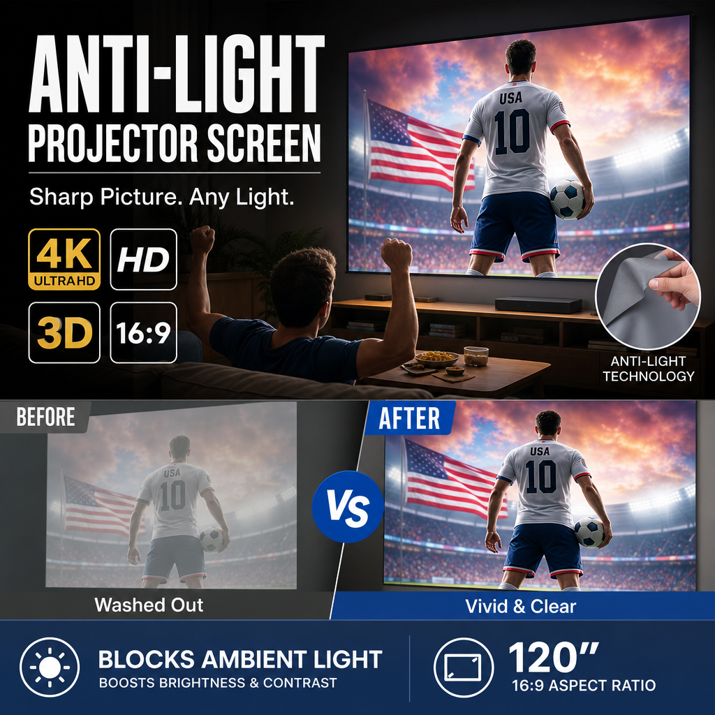 ⚽🎬 Assista à Copa do Mundo em casa com tela de projeção 4K anti-reflexo e experiência de cinema