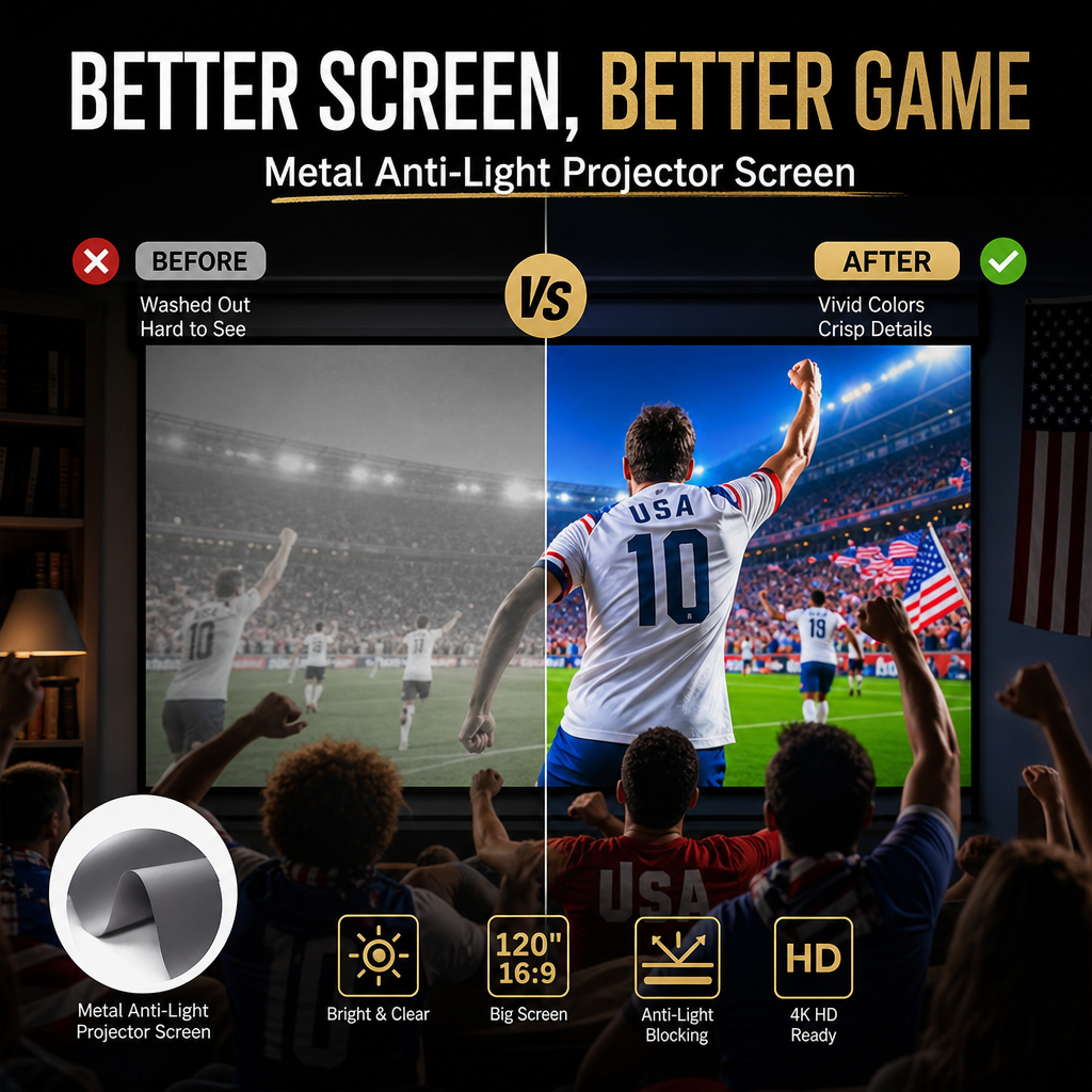 ⚽🎬 Assista à Copa do Mundo em casa com tela de projeção 4K anti-reflexo e experiência de cinema