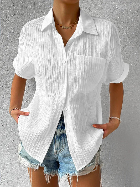 🔥2024 Camisa Cuello Casual Blusa Abotonada Suelta