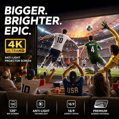 ⚽🎬 Assista à Copa do Mundo em casa com tela de projeção 4K anti-reflexo e experiência de cinema