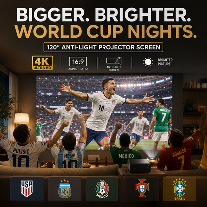 ⚽🎬 Assista à Copa do Mundo em casa com tela de projeção 4K anti-reflexo e experiência de cinema
