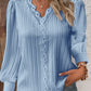 Camisa holgada de encaje con cuello en V y manga larga para mujer 🎁Compre 3 envío gratis