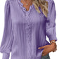 Camisa holgada de encaje con cuello en V y manga larga para mujer 🎁Compre 3 envío gratis
