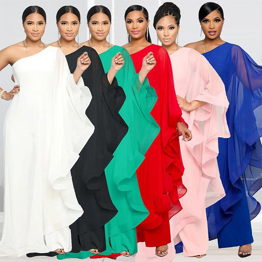 Mono informal elegante con retazos de un solo hombro para mujer