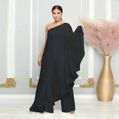 Mono informal elegante con retazos de un solo hombro para mujer