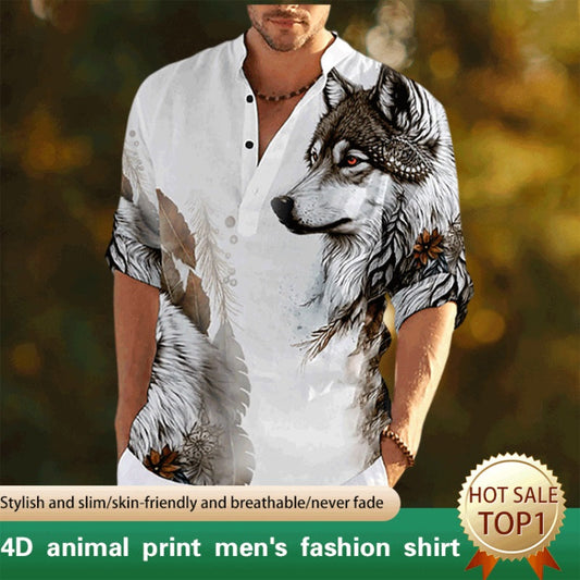 Camisa de Moda para Hombre con Estampado de Animal