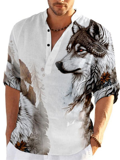 Camisa de Moda para Hombre con Estampado de Animal