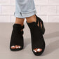 Sandalias de tacón de bloque retro para mujer