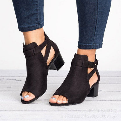 Sandalias de tacón de bloque retro para mujer
