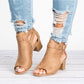 Sandalias de tacón de bloque retro para mujer