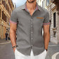 Camisa de manga corta con solapa de cuadros vintage para hombre