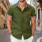 Camisa de manga corta con solapa de cuadros vintage para hombre