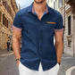 Camisa de manga corta con solapa de cuadros vintage para hombre