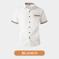 Camisa de manga corta con solapa de cuadros vintage para hombre