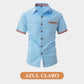 Camisa de manga corta con solapa de cuadros vintage para hombre